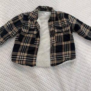 Zara Black and Tan Checkered Sherpa Jacket